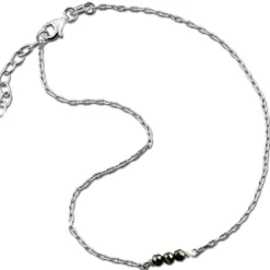 SilberDream Fußkette 3er Pyrit Perlen geschliffen 25cm 925 Silber SDF5175K