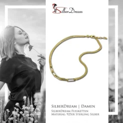 SilberDream Fußkette Fantasie 925 Silber vergoldet Damen 26cm + 2cm SDFK0046Y