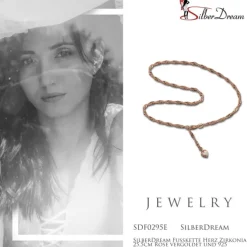 SilberDream Fußkette Herz Zirkonia 25,5cm Rose vergoldet und 925 Silber SDF0295E