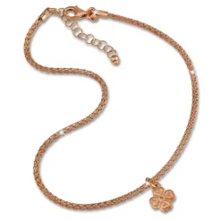 SilberDream Fußkette Kleeblatt rose vergoldet 27cm 925 Sterling Silber SDF2214E