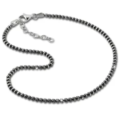 SilberDream Fußkette Kugeln 27cm geschwärzt diamantiert 925 Silber SDF2164K