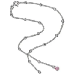 SilberDream Fußkette Kugeln Zirkonia rosa 25cm 925 Silber SDF023A
