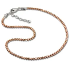 SilberDream Fußkette Kugeln 27cm diamantiert rose 925 Sterling Silber SDF2164E