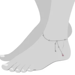 SilberDream Fußkette Kugeln Zirkonia rosa 25cm 925 Silber SDF023A