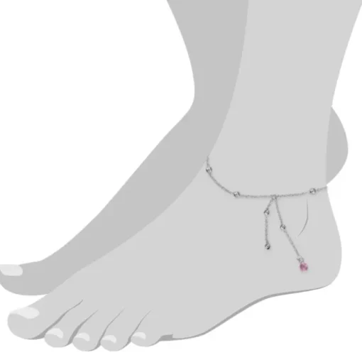 SilberDream Fußkette Kugeln Zirkonia rosa 25cm 925 Silber SDF023A
