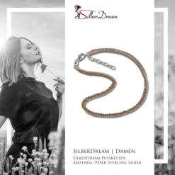 SilberDream Fußkette Kugeln Rose vergoldet und 925er Silber SDF2123E
