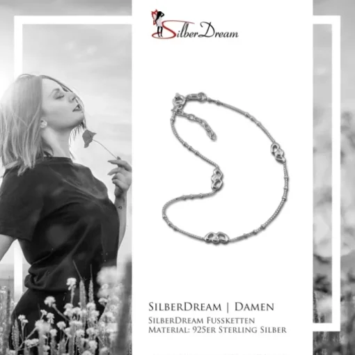 SilberDream Fußkette Liebes Herzen 26cm Damenschmuck 925er Silber SDF0363J