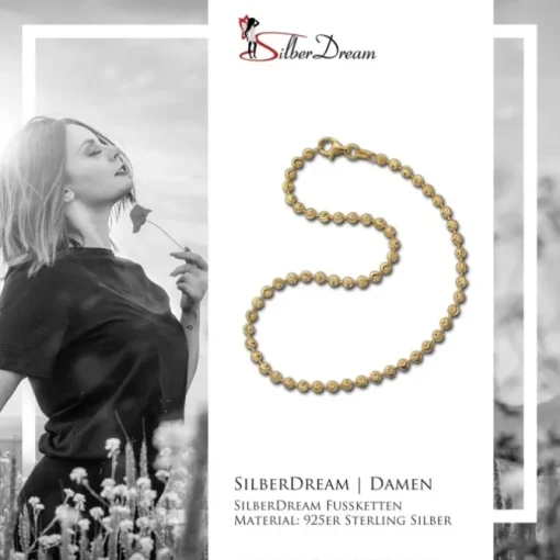 SilberDream Fußkette Moon 25cm 925 Sterling Silber vergoldet SDF3025Y