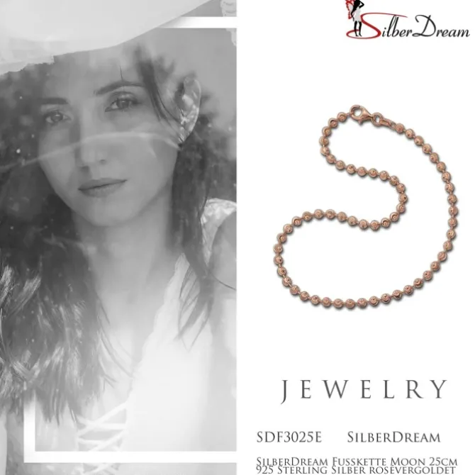 SilberDream Fußkette Moon 25cm 925 Sterling Silber rosévergoldet SDF3025E