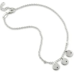 SilberDream Fußkette Plättchen Zirkonia schwarz 25cm 925 Silber SDF5115J