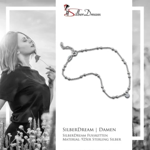 SilberDream Fußkette Plättchen 25cm 925 Sterling Silber SDF5235J