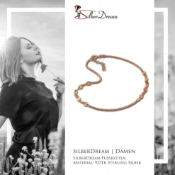 SilberDream Fußkette Plättchen vergoldet 27cm 925 Sterling Silber SDF2184E