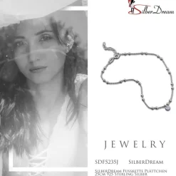 SilberDream Fußkette Plättchen 25cm 925 Sterling Silber SDF5235J