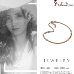 SilberDream Fußkette Plättchen vergoldet 27cm 925 Sterling Silber SDF2184E