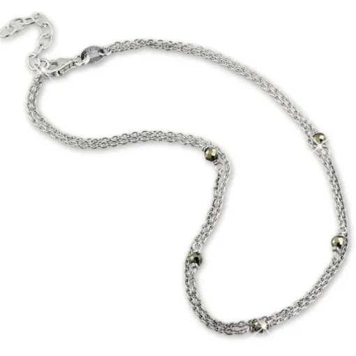 SilberDream Fußkette Pyrit Perlen geschliffen 25cm 925 Sterling Silber SDF5005K