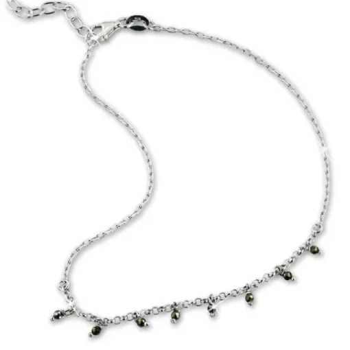 SilberDream Fußkette Pyrit Kugeln geschliffen 25cm 925 Sterling Silber SDF5135K