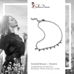 SilberDream Fußkette Pyrit Kugeln geschliffen 25cm 925 Sterling Silber SDF5135K