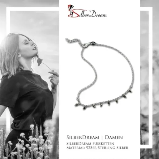 SilberDream Fußkette Pyrit Kugeln geschliffen 25cm 925 Sterling Silber SDF5135K