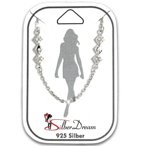 SilberDream Fußkette Raute Zirkonia weiß 25cm 925 Silber Damen SDF5095W
