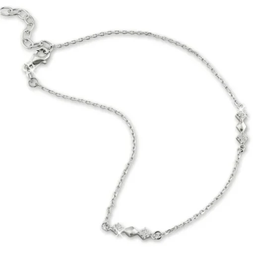 SilberDream Fußkette Raute Zirkonia weiß 25cm 925 Silber Damen SDF5095W