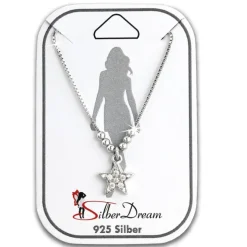 SilberDream Fußkette Stern Zirkonia weiß 25cm 925 Sterling Silber SDF5085W