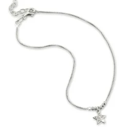 SilberDream Fußkette Stern Zirkonia weiß 25cm 925 Sterling Silber SDF5085W