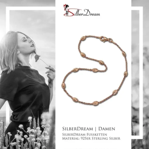 SilberDream Fußkette Typhoon 25cm 925 Sterling Silber rosévergoldet SDF3015E