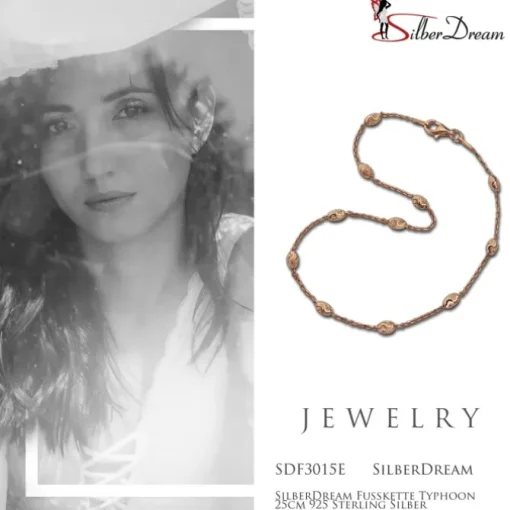 SilberDream Fußkette Typhoon 25cm 925 Sterling Silber rosévergoldet SDF3015E