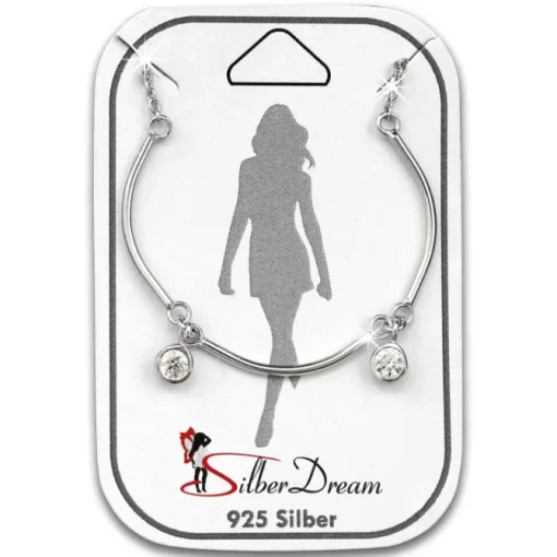 SilberDream Fußkette Welle Zirkonia weiß 25cm 925 Silber Damen SDF5155W