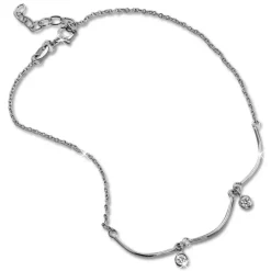 SilberDream Fußkette Welle Zirkonia weiß 25cm 925 Silber Damen SDF5155W