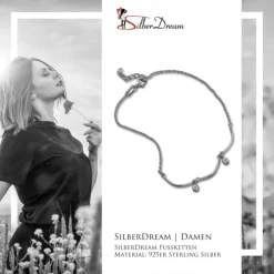 SilberDream Fußkette Welle Zirkonia weiß 25cm 925 Silber Damen SDF5155W