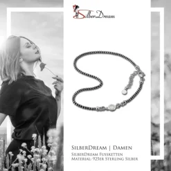 SilberDream Fußkette Zirkonia 27cm geschwärzt diamantiert 925 Silber SDF2244K