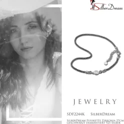 SilberDream Fußkette Zirkonia 27cm geschwärzt diamantiert 925 Silber SDF2244K