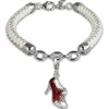 SilberDream Geschenkset Schuh Charm mit Lederarmband 925 Silber FCA153