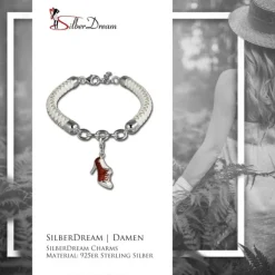 SilberDream Geschenkset Schuh Charm mit Lederarmband 925 Silber FCA153