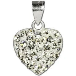 SilberDream Glitzer Anhänger Herz Zirkonia Kristalle weiß 925 GSH203W