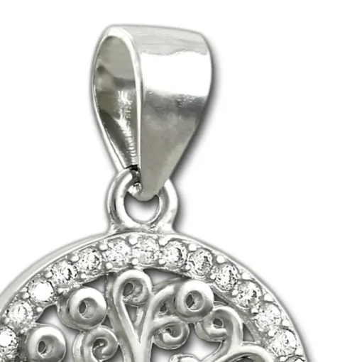 SilberDream Glitzer Anhänger Lebensbaum Zirkonia weiß Damen 925 Silber GSH400W
