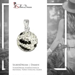 SilberDream Glitzer Anhänger Kugel Zirkonia Kristalle Silber GSH302