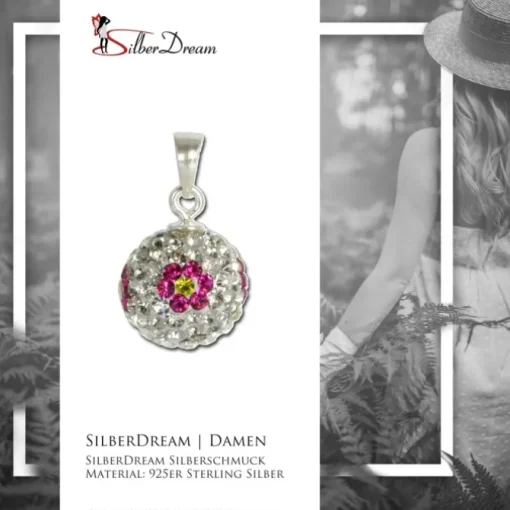 SilberDream Glitzer Anhänger 925 Zirkonias Blume GSH301