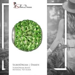 SilberDream Glitzer Bead Zirkonias grün Shiny GSB208