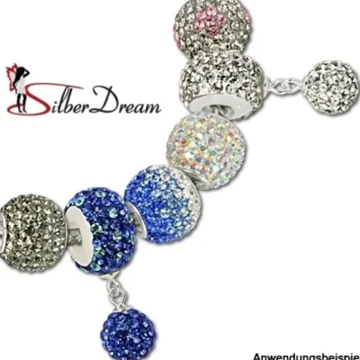 SilberDream Glitzer Bead Zirkonias grau Shiny GSB202