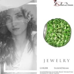 SilberDream Glitzer Bead Zirkonias grün Shiny GSB208