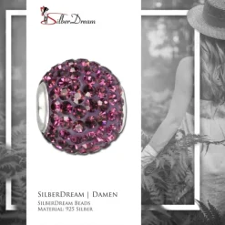 SilberDream Glitzer Bead Zirkonias lila Shiny GSB205