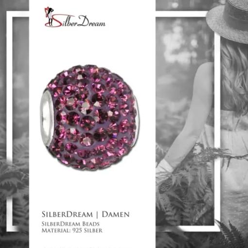 SilberDream Glitzer Bead Zirkonias lila Shiny GSB205