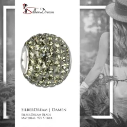 SilberDream Glitzer Bead Zirkonias grau Shiny GSB202