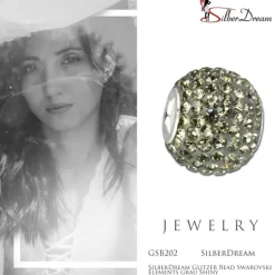 SilberDream Glitzer Bead Zirkonias grau Shiny GSB202