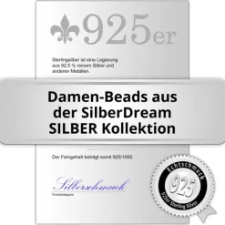 SilberDream Glitzer Bead Zirkonias grau Shiny GSB202