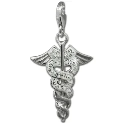 SilberDream Glitzer Charm Hermesstab weiß Zirkonia Kristalle GSC557W