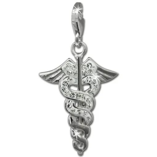 SilberDream Glitzer Charm Hermesstab weiß Zirkonia Kristalle GSC557W