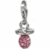 SilberDream Glitzer Charm Nuckel rosa Zirkonia Kristalle GSC502A